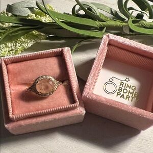 Bomb Party Rose Quart on gold size 9